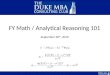 FY Math / Analytical Reasoning 101 September 30 th, 2010