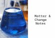 Matter & Change Notes. Terms to Know A.Chemistry- The study of MATTER and the CHANGES it undergoes