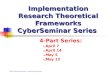 CIPRS: Stetler/Damschroder, Theoretical Frameworks Implementation Research Theoretical Frameworks CyberSeminar Series 4-Part Series: 1. April 7 2. April