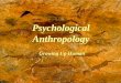 Psychological Anthropology Growing Up Human ANTH 3303. PSYCHOLOGICAL ANTHROPOLOGY Examines the interplay of culture and personality in various Western