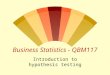 Business Statistics - QBM117 Introduction to hypothesis testing