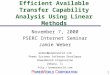 1 Efficient Available Transfer Capability Analysis Using Linear Methods November 7, 2000 PSERC Internet Seminar Jamie Weber weber@powerworld.com Power