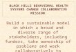 BLACK HILLS BEHAVIORAL HEALTH SYSYEMS CHANGE COLLABORATIVE MISSION : Build a sustainable model in which a broad and diverse range of stakeholders, including