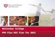 Wellesley College PPO Plus HSA Plan for 2015. © 2009 Harvard Pilgrim Health Care Components of the PPO Plus HSA Plan  Two parts: A qualified High Deductible