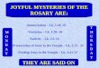 1 T H U R S D A Y M O N D A Y JOYFUL MYSTERIES OF THE ROSARY ARE: Annunciation – Lk. 1:26 -35 Visitation – Lk. 1:39 -56 Nativity – Lk. 2:1-14 Presentation