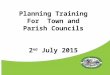 Planning Training For Town and Parish Councils 2 nd July 2015