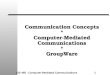 CIS 465 - Computer-Mediated Communications 1 Communication Concepts * Computer-Mediated Communications * GroupWare