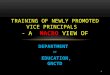 DEPARTMENT OF EDUCATION, GNCTD TRAINING OF NEWLY PROMOTED VICE PRINCIPALS - A MACRO VIEW OF 1