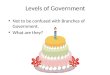 Levels of Government Not to be confused with Branches of Government. What are they?