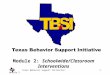 Texas Behavior Support Initiative: Module 21 Module 2: Schoolwide/Classroom Interventions