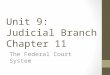 Unit 9: Judicial Branch Chapter 11 The Federal Court System
