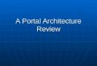 A Portal Architecture Review. Talk Overview Portal architectures Portal architectures JSR 168 review JSR 168 review A motivating example A motivating