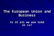 The European Union and Business Is it all we are told it is?