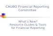 CAUBO Financial Reporting Committee What’s New? Resource Guides & Tools for Financial Reporting