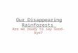 Our Disappearing Rainforests Are we ready to say Good-bye?