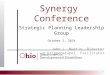 1 Synergy Conference Strategic Planning Leadership Group October 2, 2014 John L. Martin, Director Jo Krippenstapel, Facilitator