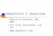 1 Hepatitis C Overview Patricia Perkins, MS, MPH Tri City Institute: LA, CA 
