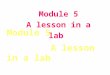 Module 5 A lesson in a lab Module 5 A lesson in a lab Module 5 A lesson in a lab