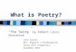 What is Poetry? “The Swing” by Robert Louis Stevenson Anne Saullo Mrs. Magarin’s Kindergarten Grace Hill Elementary December 2014