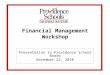Financial Management Workshop Presentation to Providence School Board November 22, 2010