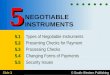 © South-Western Publishing Slide 1 NEGOTIABLE INSTRUMENTS 5.1 5.1 Types of Negotiable Instruments 5.2 5.2 Presenting Checks for Payment 5.3 5.3 Processing