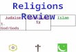 Religions Review Judaism 1. God/Gods ChristianityIslam