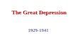 The Great Depression 1929-1941. Stock Market Crash (1929) In the days prior to the crash there were some warning signs – but most people ignored them