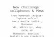New challenge: cellphones & PDAs Show homework (majors) 2-phase xml/xsl Nokia Mobile Toolkit, Openwave WML, WMLScript, wbmp XHTML-XP Homework: download,