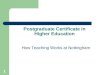 1 Postgraduate Certificate in Higher Education How Teaching Works at Nottingham