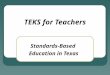 TEKS for Teachers Standards-Based Education in Texas