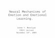 Irene Y. Merzlyak COGS1 Lecture November 18 th, 2004 Neural Mechanisms of Emotion and Emotional Learning