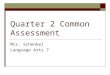 Quarter 2 Common Assessment Mrs. Schenkel Language Arts 7