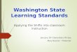 Washington State Learning Standards Applying the Shifts into classroom instruction January 30 th Elementary PD day Mary Blocher - Presenter