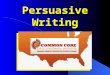 Persuasive Writing. Common Core Standards CCSS.ELA-Literacy.W.3.1 Write opinion pieces on topics or texts, supporting a point of view with reasons. CCSS.ELA-Literacy.W.3.1