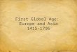 First Global Age: Europe and Asia 1415-1796. The Age of Exploration the Age of Exploration, was a period starting in the early 15th century and continuing