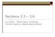 Sections 3.3 – 3.6 Functions : Major types, Graphing, Transformations, Mathematical Models
