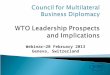 Webinar—20 February 2013 Geneva, Switzerland.  Record of WTO under Pascal Lamy  Review of business survey  Election timeline for Director-General