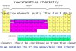 Coordination Chemistry Transition elements: partly filed d or f shells Which elements should be considered as transition elements? Why do we consider