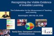 Recognizing the Visible Evidence of Invisible Learning The Collaboration for the Advancement of Teaching and Learning Bloomington, MN Feb 16, 2008 Randy
