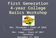 First Generation 4-year College Basics Workshop Mrs. Olszewski – Class of 2018 Counselor Mrs. Campo – Class of 2017 Counselor September 17, 2014