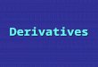 Derivatives. Definition Derivative --- a financial instrument or other contract deriving value from changes in the price or rate of a related asset or