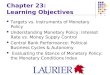 Chapter 23: Learning Objectives Targets vs. Instruments of Monetary Policy Understanding Monetary Policy: Interest Rate vs. Money Supply Control Central