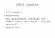 GBOS Update Instruments Personnel New deployment strategy (no SMART-radar and maybe 1 mobile mesonet) Operations