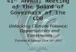 41 st Annual Meeting of the Board of Governors of the CDB Unlocking Climate Finance; Opportunities and Constraints Trinidad & Tobago June 25 th 2011 1U