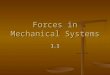 Forces in Mechanical Systems 1.1. Objectives Define force and describe how forces are measured. Define force and describe how forces are measured. Describe