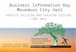 Business Information Day Msunduzi City Hall CAPACITY BUILDING AND TRAINING SESSION 7 MAY 2015 Presenter: Christi Naudé Executive Director, KZNFLA