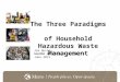 The Three Paradigms of Household Hazardous Waste Management Jim Quinn NAHMMA NW Chapter Conference June 2015