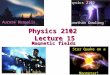 Physics 2102 Lecture 15 Magnetic fields Physics 2102 Jonathan Dowling Star Quake on a Magnetar! â€œIâ€™ll be back. Aurora Borealis
