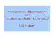 Immigration, Urbanization, and “Politics as Usual” 1870-1910 US History