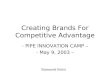 Creating Brands For Competitive Advantage - PIPE INNOVATION CAMP – - May 9, 2003 – Raimonds Bricis